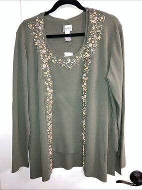 NWT CHICO’S~ 2-piece Sweater Set Size 2
Green Beaded $206